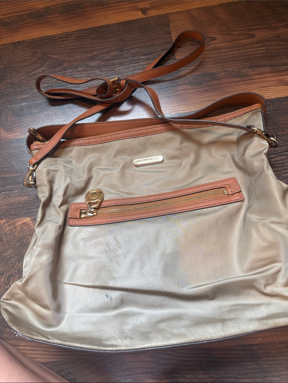 Michael Kors Beige and Tan Crossbody Shoulder Bag